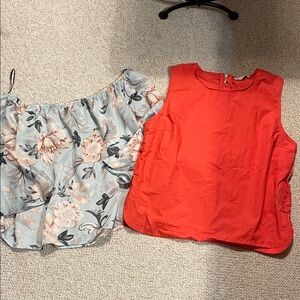 Chic Women's Floral and Red Blouse Set